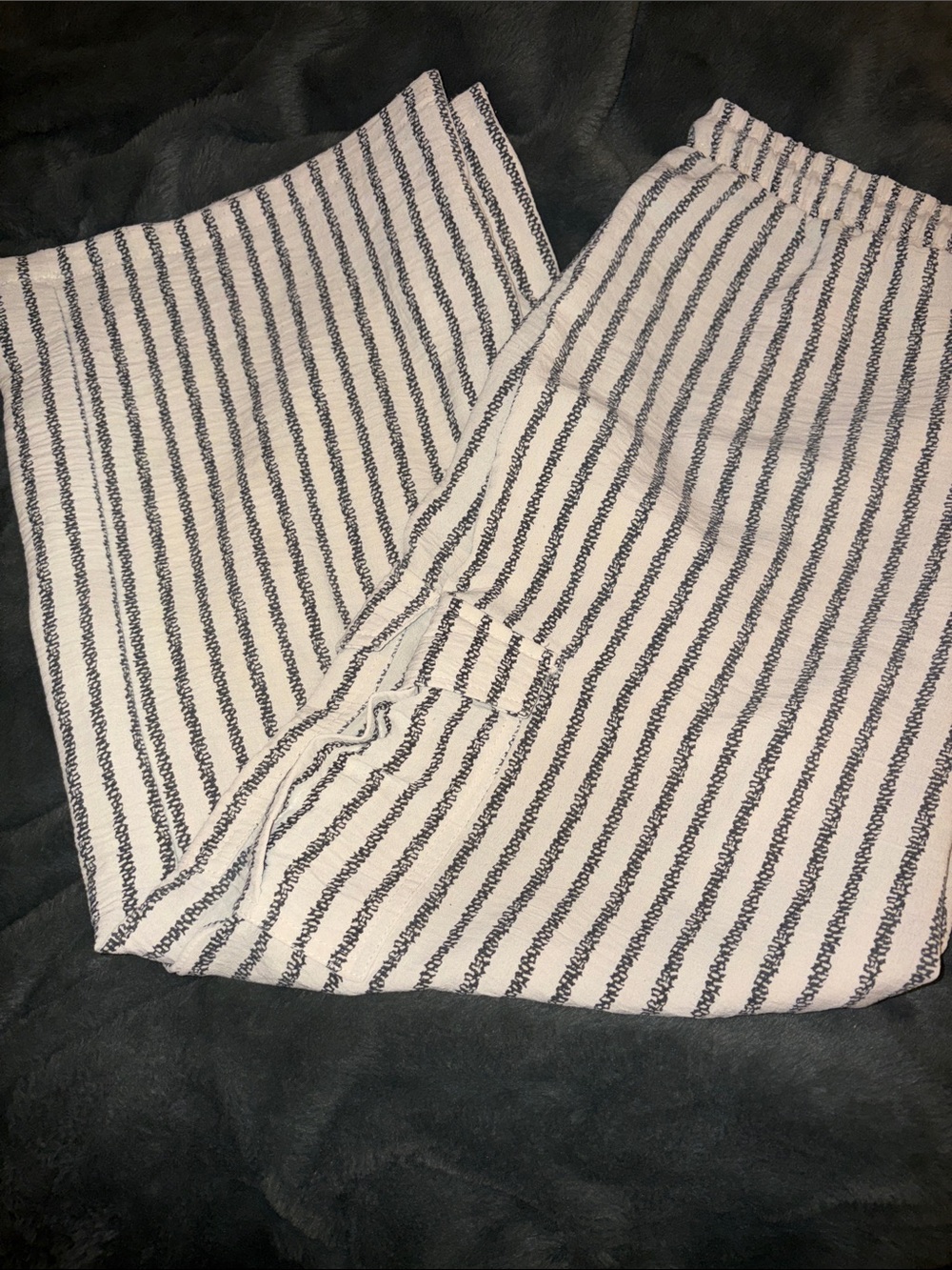 No Boundaries White and Navy Striped Wide Leg Pants
